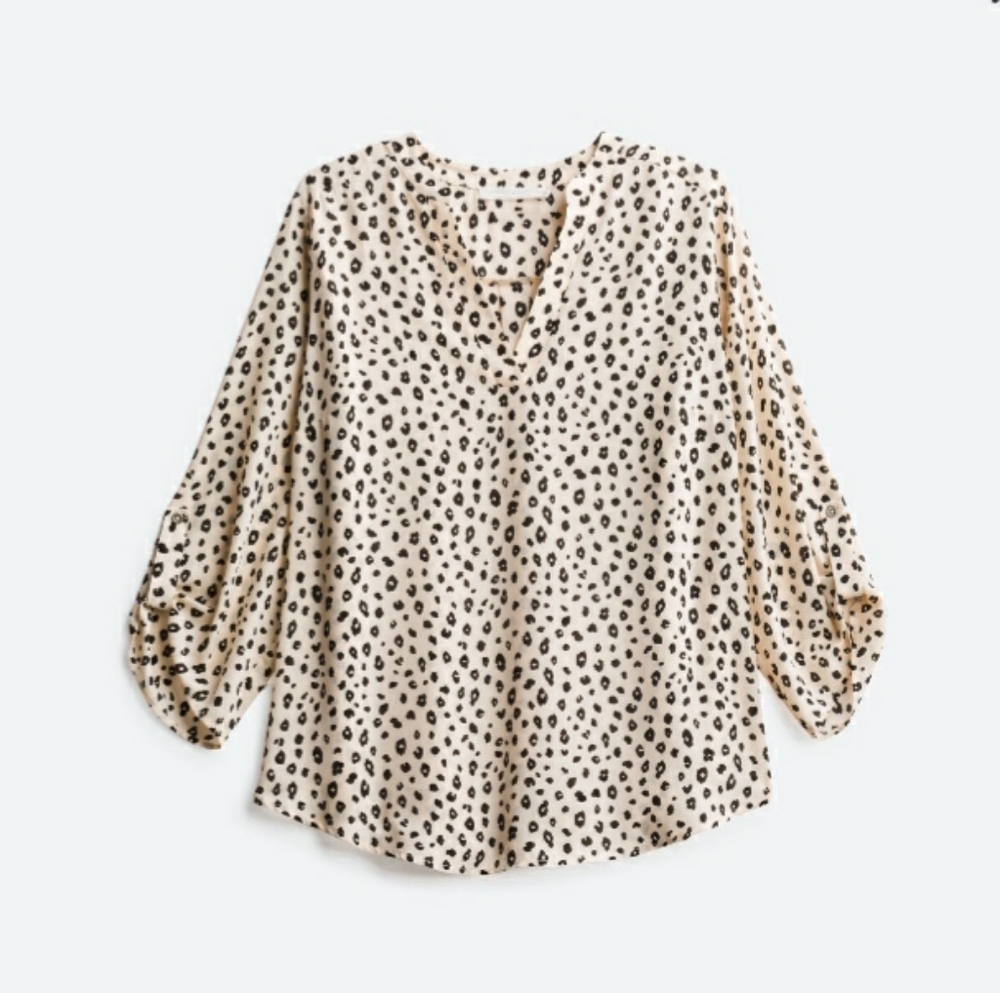 Warren Split Neck Blouse Stitch Fix Cream Leopard